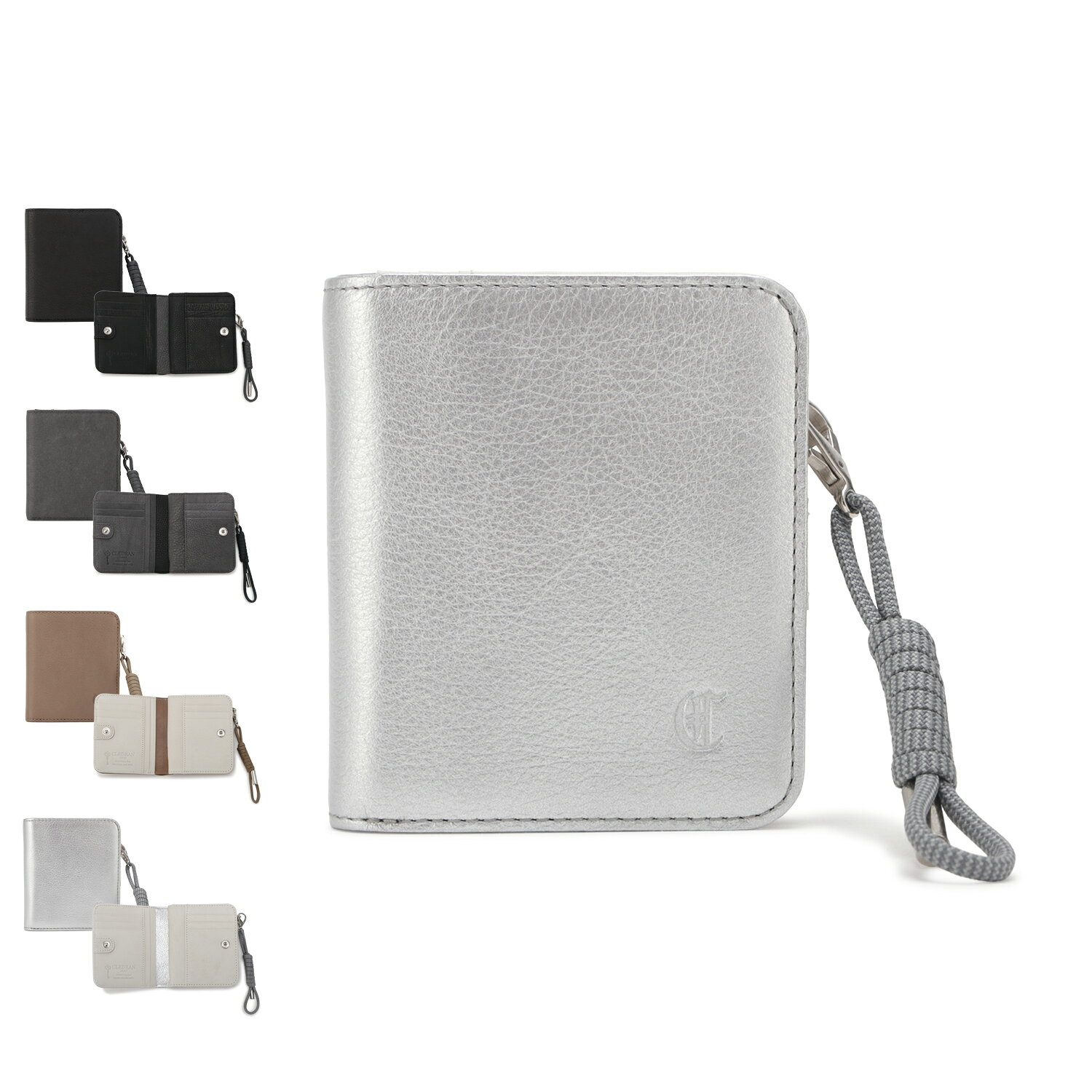 Rakuten - CLEDRAN RESI PARACORD WALLET クレドラン 財布 二つ折り レディース 本革 札 小銭 カード大容量 コンパクト ブラック グレー ダーク ベージュ シルバー 黒 CL3970 母の日