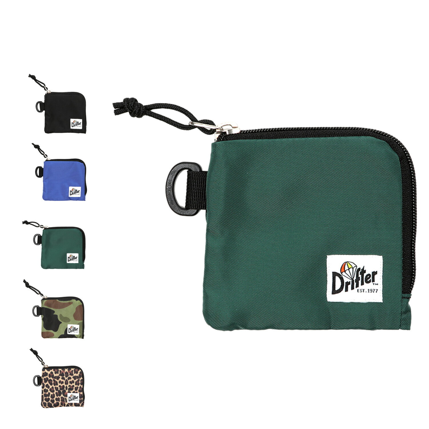 Drifter ACTIVITY PURSE ドリフター コインケース 小銭入れ 財布 ミニ ショルダー メンズ レディース L字ファスナー 薄い 斜めがけ ブラック ブルー グリーン カモ レオパード 黒 DFV1360