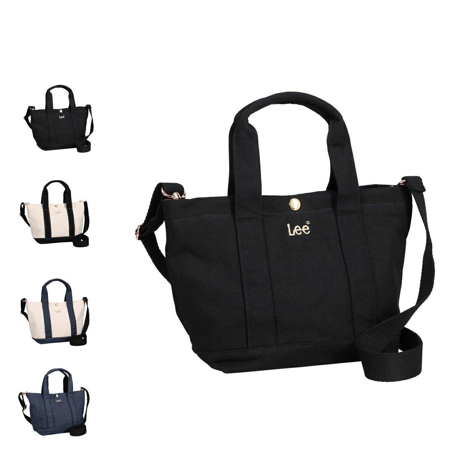 樂天商城 - Lee JESSICA リー バッグ トートバッグ ショルダーバッグ レディース 小さめ ミニ ファスナー付き キャンバス 帆布 ブラック ホワイト ネイビー 黒 白 320-5500 母の日