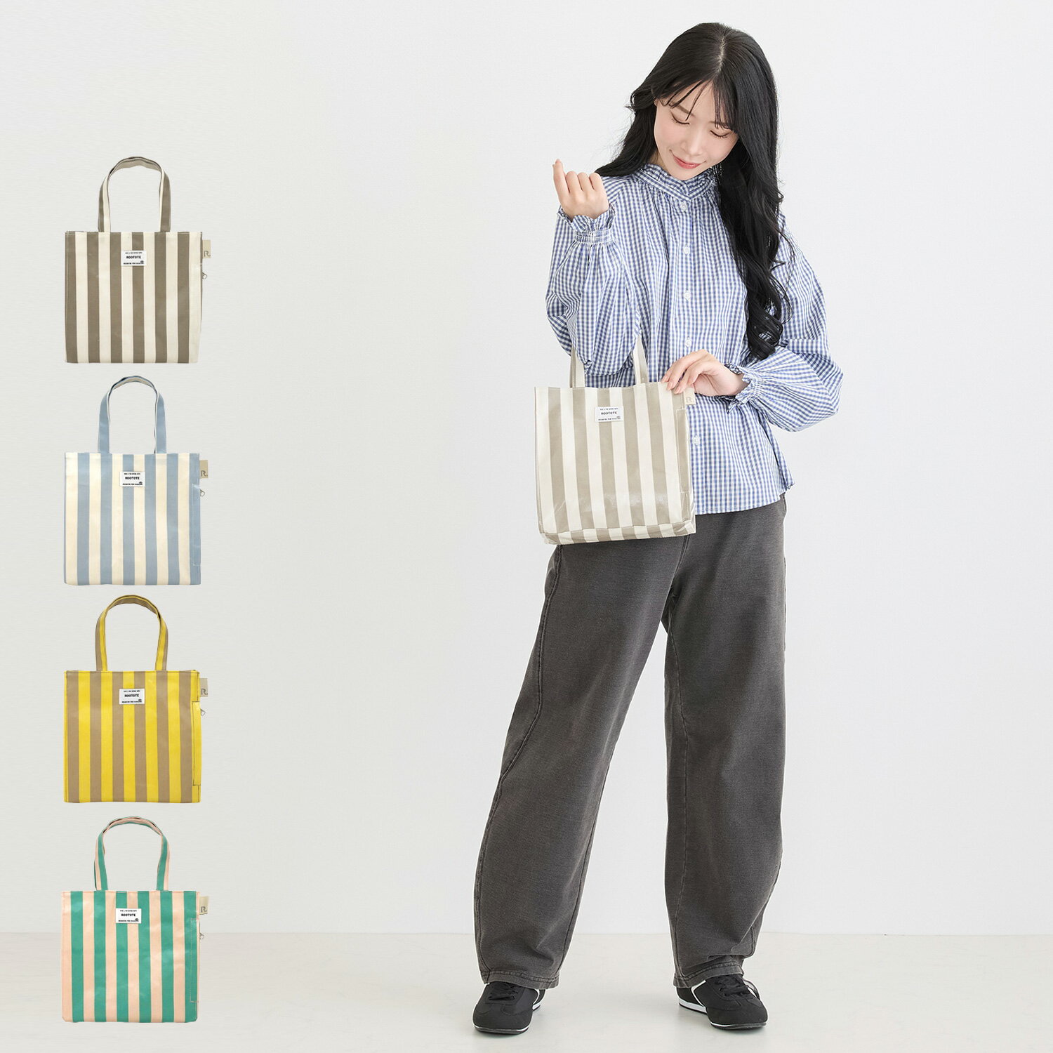 樂天商城 - ROOTOTE ルートート トートバッグ EU.スクエア.ラミネート-W レディース 軽量 撥水 軽量 撥水 ブラウン ライト グレー イエロー グリーン 3530 母の日