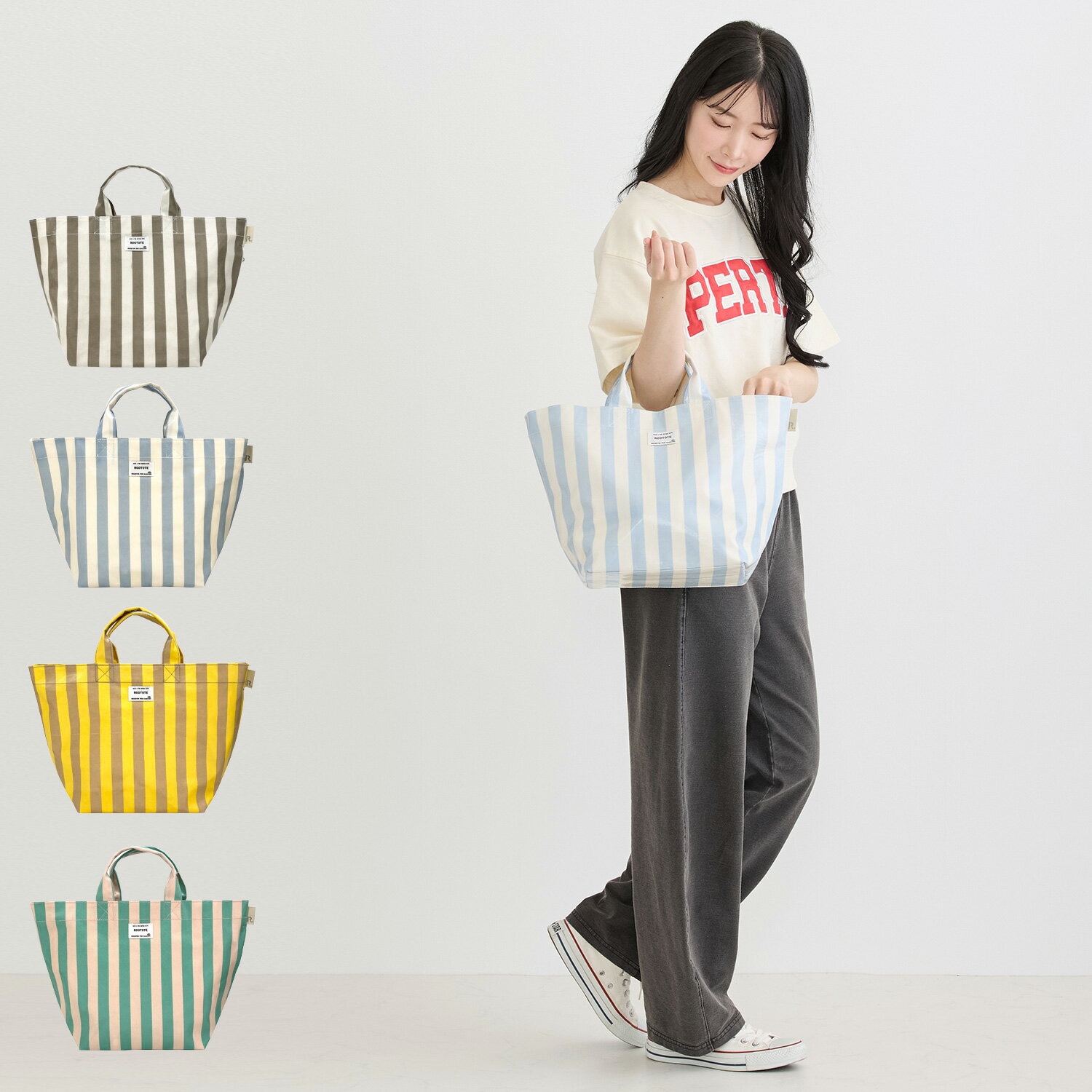 樂天商城 - ROOTOTE ルートート トートバッグ EU.デリ.ラミネート-W レディース 軽量 撥水 軽量 撥水 ブラウン ライト グレー イエロー グリーン 3531 母の日