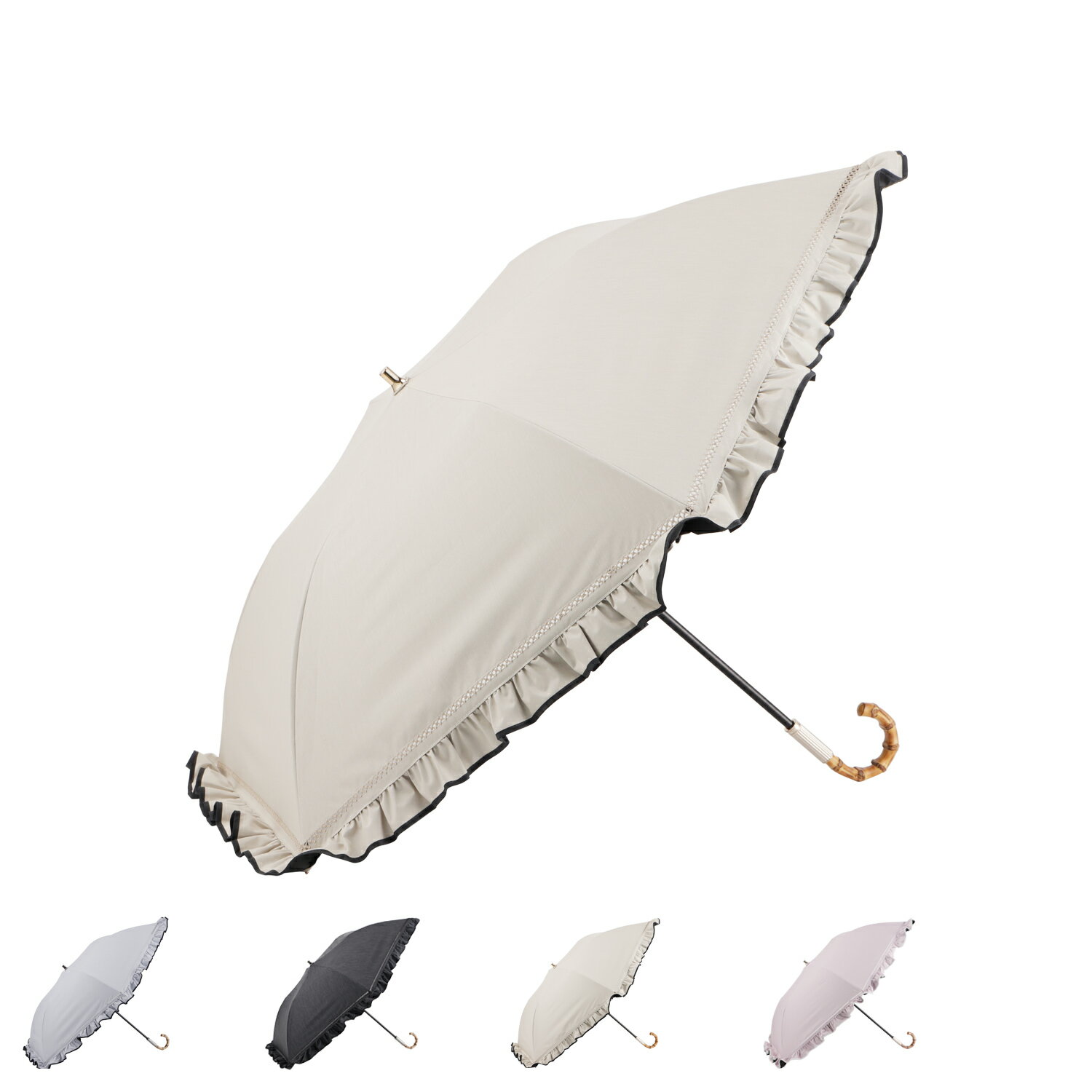 Rakuten - JILL STUART ジル スチュアート 日傘 折りたたみ傘 晴雨兼用 パイピングフリル レディース 50cm 東レ サマーシールド ライトグレー チャコール ライトベージュ ピンク 1JI 22075