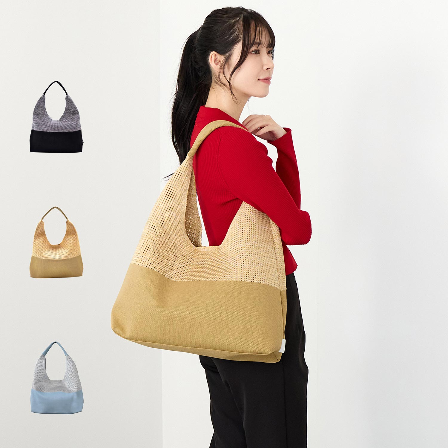 Rakuten - ROOTOTE ルートート トートバッグ バッグ LT.ラウンド.メッシュ.ニット-A レディース A4 軽量 ブラック ベージュ ライト ブルー 黒 3582