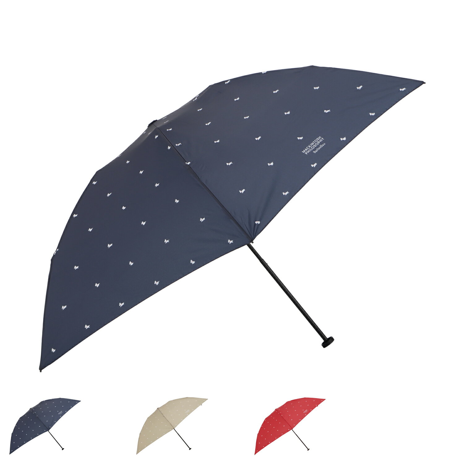 For Women - MACKINTOSH PHILOSOPHY マッキントッシュ フィロソフィー 雨傘 折りたたみ傘 バーブレラ ランニングテリア レディース 軽量 丈夫 コンパクト ネイビー ベージュ レッド 21-431-11342-02
