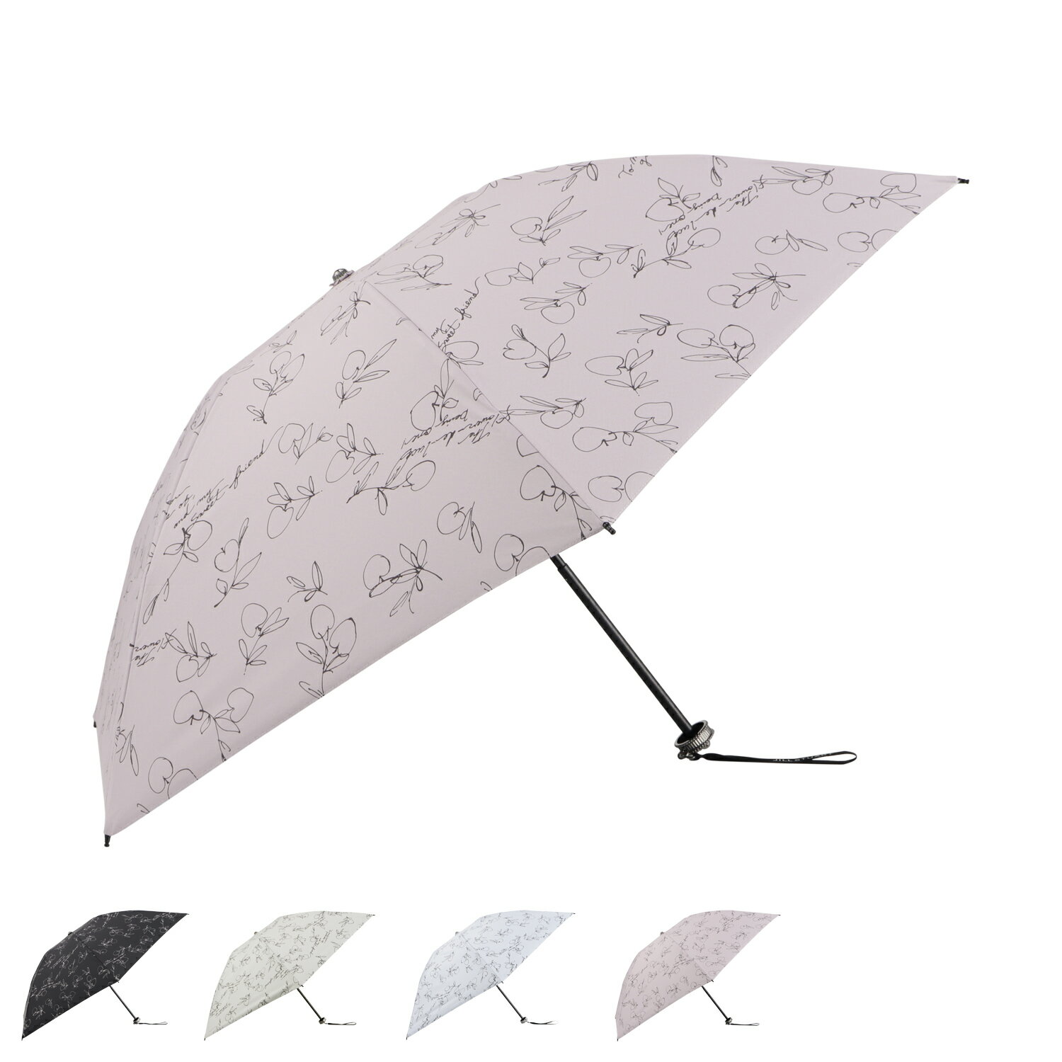 Rakuten - JILL STUART ジル スチュアート 日傘 折りたたみ傘 晴雨兼用 アップルプリント レディース 50cm 軽量 遮光 遮熱 UVカット サマーシールド ブラック オフホワイト サックス ピンク 1JI 27173