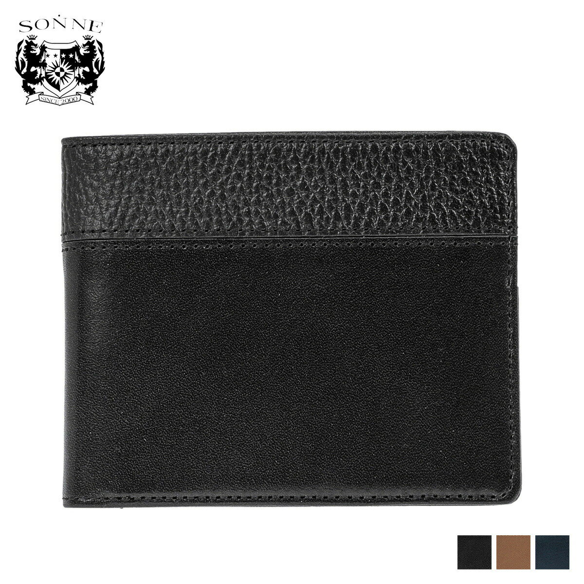 SONNE SONNE SHB003 ゾンネ 財布 二つ折り メンズ レザー ブラック ネイビー ブラウン 黒 SHB003