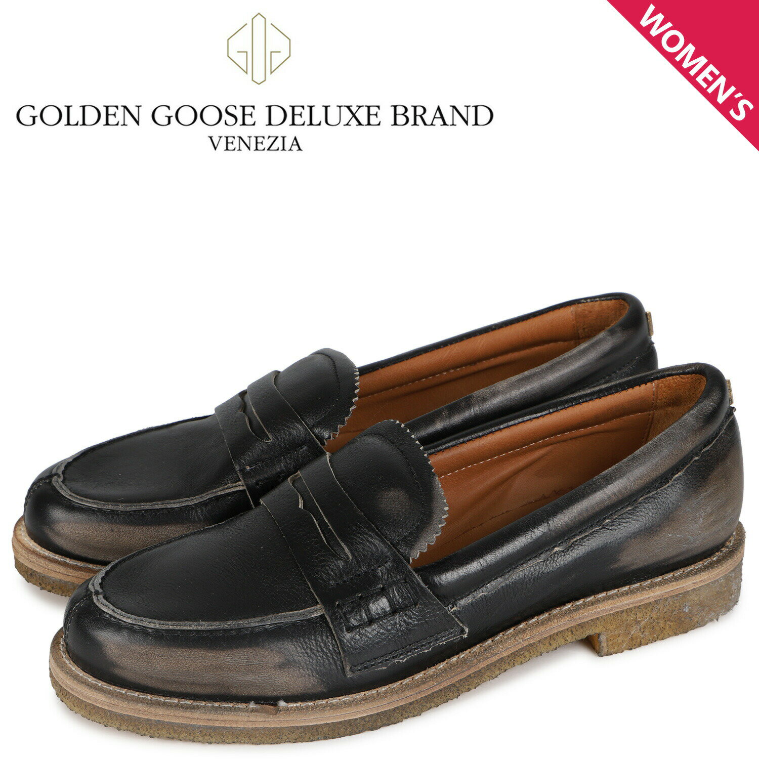 【訳あり】 Golden Goose JERRY MOCASSINO ゴールデングース コインローファー ジェリー モカシーノ レディース ブラック 黒 W268-2985 【返品不可】