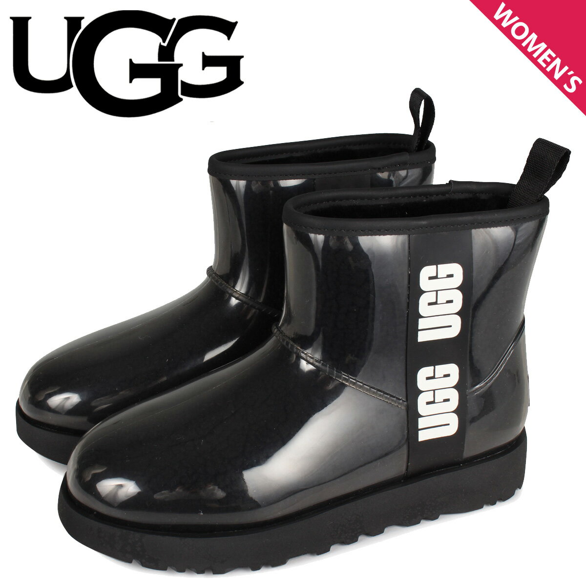 【最大1000円OFFクーポン配布中】 【訳あり】 【BOX破損】 UGG CLASSIC CLEAR MINI アグ ブーツ レインブーツ クラシック クリア ミニ レディース ブラック 黒 1113190 【返品不可】