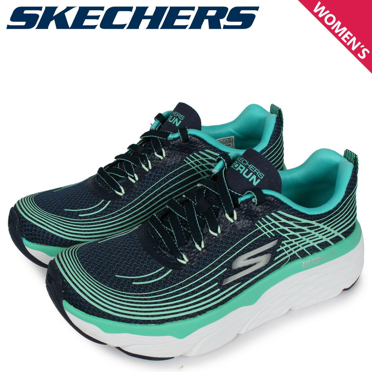 【最大1000円OFFクーポン配布中】 SKECHERS MAX CUSHION スケッチャーズ マックス クッション スニーカー レディース ネイビー 17693