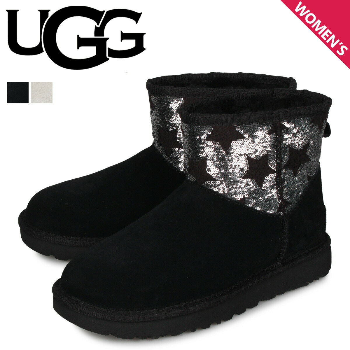  UGG CLASSIC MINI SEQUIN STARS アグ ムートン ブーツ クラシック ミニ シークイン スターズ レディース ブラック グレー 黒 1109441