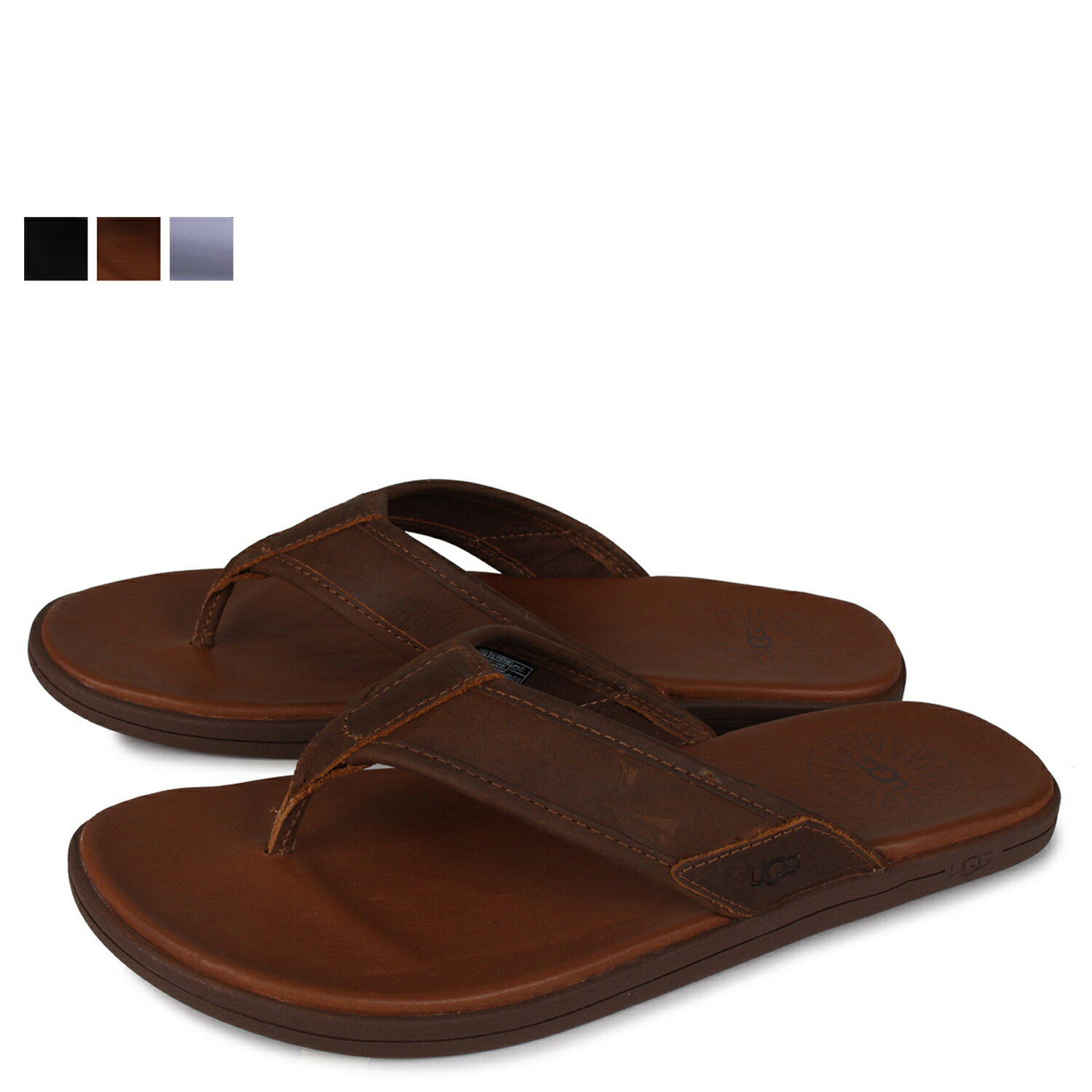 【最大1000円OFFクーポン配布中】 UGG SEASIDE LEATHER FLIP FLOP アグ サンダル ビーチサンダル シーサイド レザー フリップ フロップ メンズ ブラック ブラウン グレー 黒 1102690