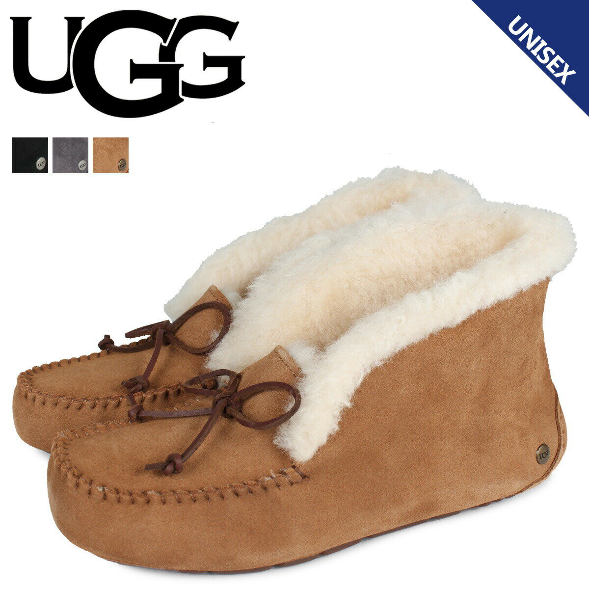 UGG ALENA アグ ムートンブーツ モカシン アレーナ メンズ レディース ブラック グレー ブラウン 黒 1112278のサムネイル