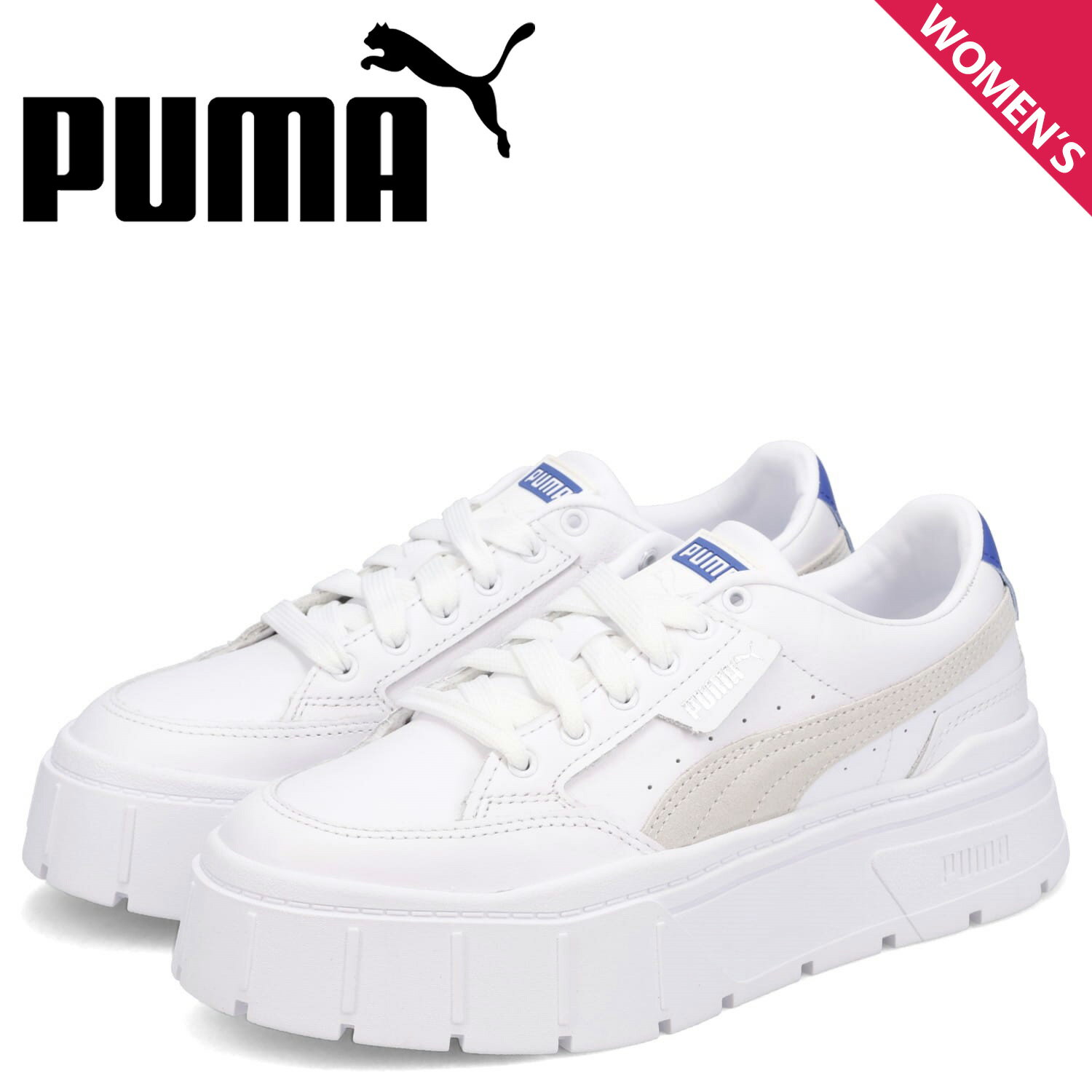 PUMA PUMA MAYZE STACK WNS プーマ スニ―カー メイズ スタック レディース 厚底 ホワイト ブルー 白 384363