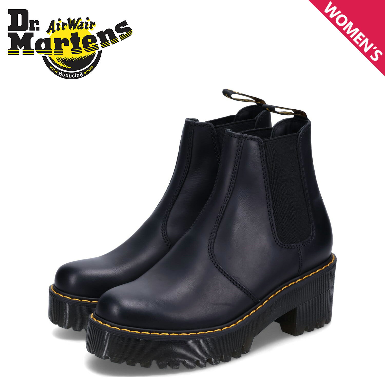 ドクターマーチン サイドゴアブーツ レディース Dr.Martens ROMETTY PLATFORM CHELSEA BOOTS ドクターマーチン チェルシー ブーツ サイドゴア ヒール レディース 厚底 ブラック 黒 23917001