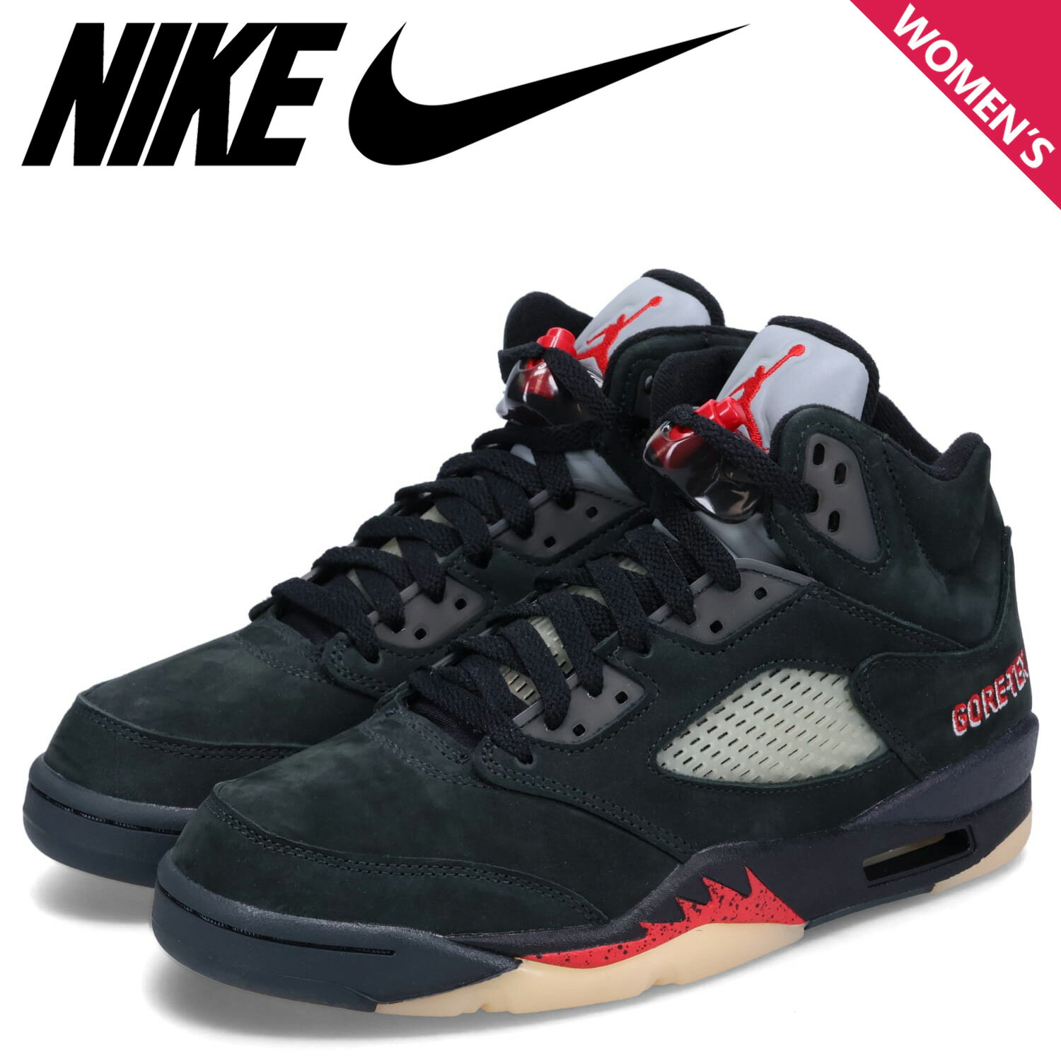 ナイキ NIKE エアジョーダン5 レトロ スニーカー レディース AIR JORDAN 5 RETRO GTX ブラック 黒 DR0092-001