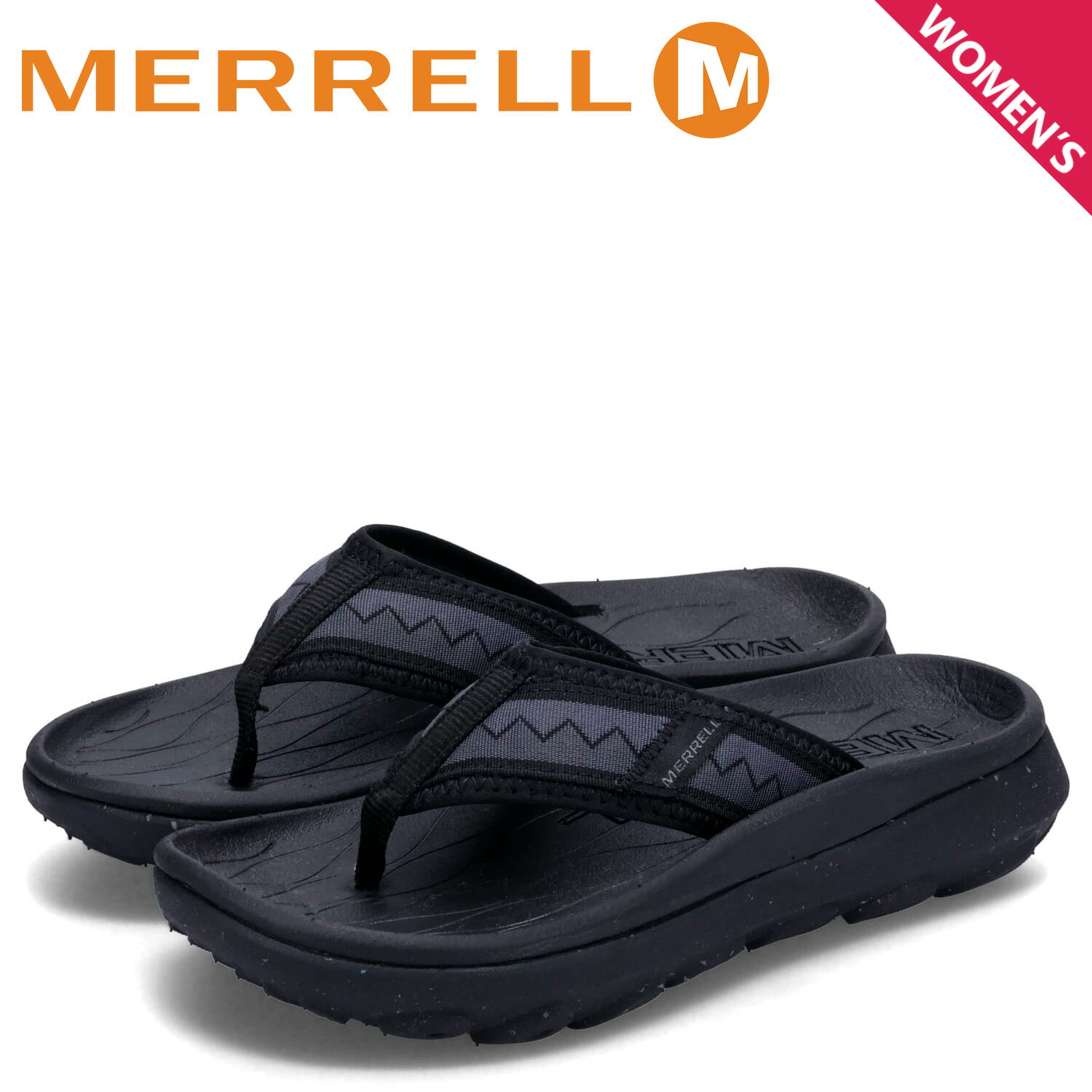 MERRELL HUT ULTRA FLIP メレル リカバリーサンダル トングサンダル ハット ウルトラ フリップ レディース ブラック 黒 J005902