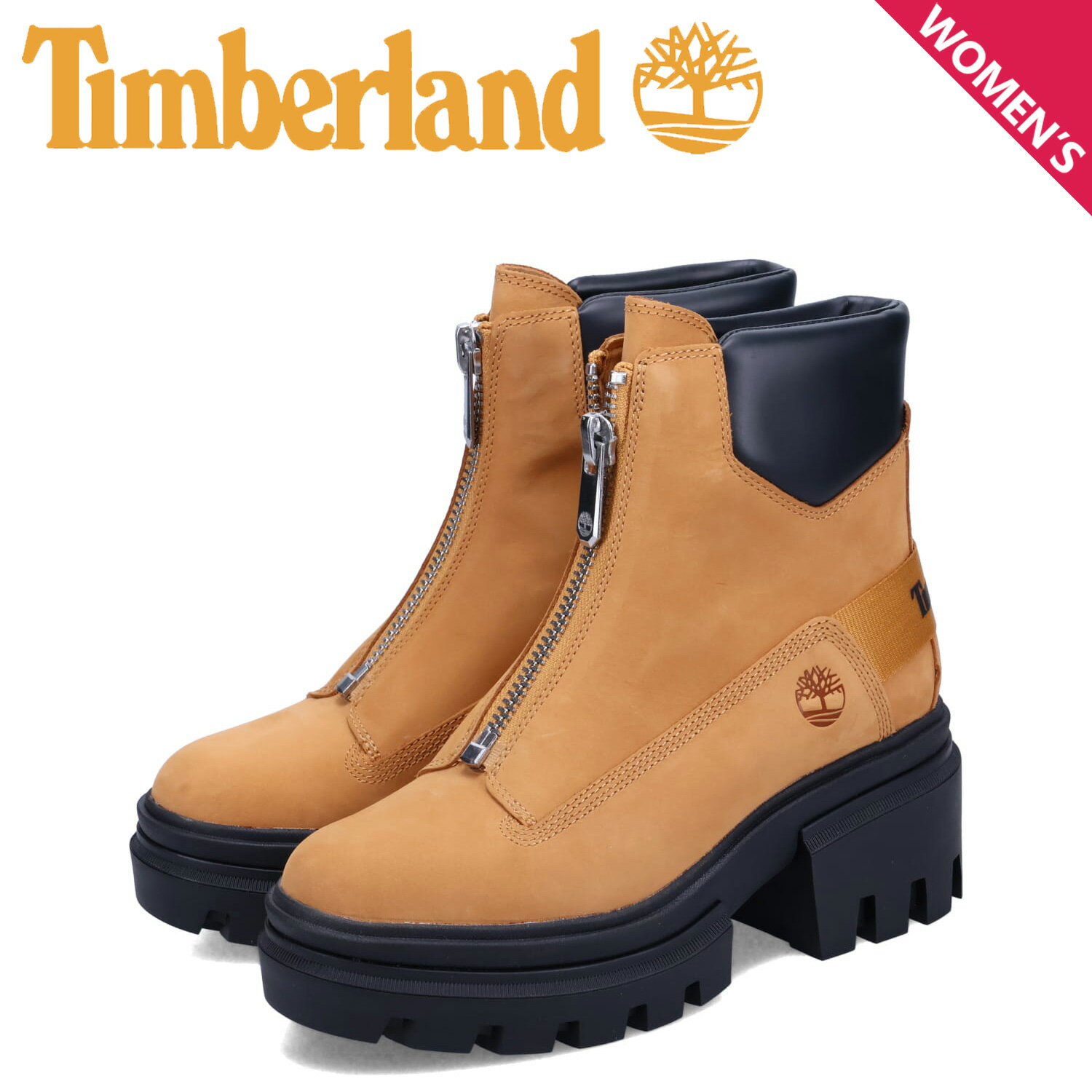 ティンバーランド 【最大1000円OFFクーポン配布中】 Timberland EVERLEIGH FRONT ZIP BOOT ティンバーランド ブーツ エヴァーリー フロントジップ レディース 厚底 ウィート A5YHM