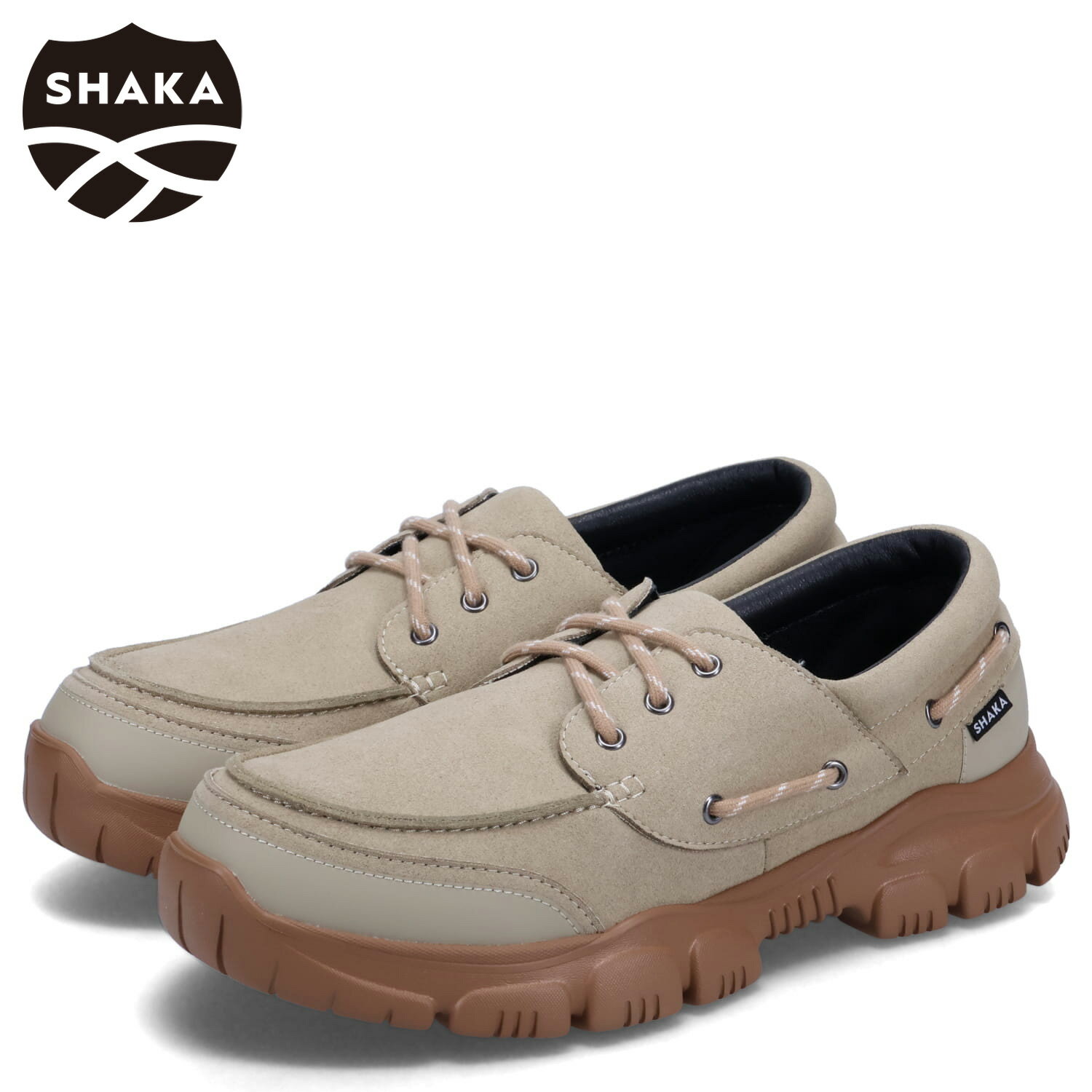 商品説明 【アフリカの伝統的な柄や色使いを取り入れたハイクオリティーで独創的なサンダル SHAKA】 クライミングロープ調の靴紐をデッキシューズ風に配し、人気の全地形対応型ATソールを組み合わせた、SHAKA(シャカ)初のシューレース仕様のシューズ「TREK CAMP MOC AT (トレック キャンプ モック AT)」。トラディショナルでベーシックかつトレンド感もあるモカシンシューズデザインのアッパーには、まるで本革のような風合いのスエード調マイクロファイバー素材を組み合わせて都会的なルックスに仕上げました。また、撥水加工の「3M Scotchgard (3M スコッチガード)」を施すことで晴れた日の街履きにはもちろん梅雨時期などの悪天候時にも高い実用性を誇ります。中敷き(インソール)には通気性、クッション性の高い「SHAKA IN-FOAM(シャカインフォーム)」を採用し快適な履き心地を実現。アウトソールには全地形対応でグリップ力、クッション性が高いALL-TERRAIN(オールテレーン/AT) SOLEを使用。軽量で衝撃吸収性に優れたEVA素材と耐久性とグリップ力を併せ持つラバー素材を掛け合わせたATソールは、普段のコンクリートもアウトドアフィールドでの地面でも歩きやすく快適で軽快な歩行をサポートしてくれます。スポーツサンダルを長年展開してきたSHAKAならではのノウハウが込められてたファッション性と実用性を併せ持つシューズに仕上がっています。 ブランド名 / 商品名 SHAKA シャカ / TREK CAMP MOC AT SK-257 カラー SAND 素材 / 仕様 アッパー：合成繊維 ソール：合成底 生産国 CHINA ご購入前に必ずお読みください 靴のサイズ・仕様について 基本的にはブランドが定めているサイズ、または箱に記載されているサイズをもとに記載しております。(サイズの単位はcmになります。) 外装箱や商品に若干のへたりや傷がある場合があります。 また、生産工場や生産時期で細かい仕様変更がある場合があり、サイズ・素材・カラー・外装箱・タグ等が商品画像と差異がある場合がありますのでご注意ください。 カラーについて 個体ごとに若干の差異がある場合がございます。可能な限り現物に近い色味の写真を掲載をしておりますが、お客様のモニターの設定などにより現物との色味に差異が生じる場合もございます。あらかじめご了承ください。 予約商品の納期発送目安について 予約商品の納期発送目安は、以下の通りになります。 上旬：1日-10日頃発送予定 中旬：11日-20日頃発送予定 下旬：21日-末日頃発送予定 ※目安になりますので、日程が多少前後する場合があります。 類似商品はこちらSHAKA TREK CAMP MOC AT 15,400円SHAKA TREK CAMP MOC AT 13,860円SHAKA TREK CAMP MOC AT 15,400円SHAKA TREK SLIP ON MOC 14,960円SHAKA TREK SLIP ON MOC 13,464円SHAKA TREK SLIP ON MOC 14,960円SHAKA TREK SLIP ON MOC 13,464円SHAKA TREK SLIP ON MOC 13,464円SHAKA TREK SLIP ON MOC 14,960円新着商品はこちら2024/5/295050WORKSHOP CUSTOMIZIN4,257円2024/5/295050WORKSHOP CUSTOMIZIN6,831円2024/5/28SHAKA HIKE PURSE EX シャカ18,810円再販商品はこちら2024/5/29OOFOS OOAHH LUXE ウーフォス 9,680円2024/5/29GUCCI SUNGLASSES グッチ サン25,065円2024/5/29A.P.C. JOSH COIN CASE ア26,100円2024/05/30 更新 類似商品はこちらSHAKA TREK CAMP MOC AT 15,400円SHAKA TREK CAMP MOC AT 13,860円SHAKA TREK CAMP MOC AT 15,400円新着商品はこちら2024/5/295050WORKSHOP CUSTOMIZIN4,257円2024/5/295050WORKSHOP CUSTOMIZIN6,831円2024/5/28SHAKA HIKE PURSE EX シャカ18,810円再販商品はこちら2024/5/29OOFOS OOAHH LUXE ウーフォス 9,680円2024/5/29GUCCI SUNGLASSES グッチ サン25,065円2024/5/29A.P.C. JOSH COIN CASE ア26,100円