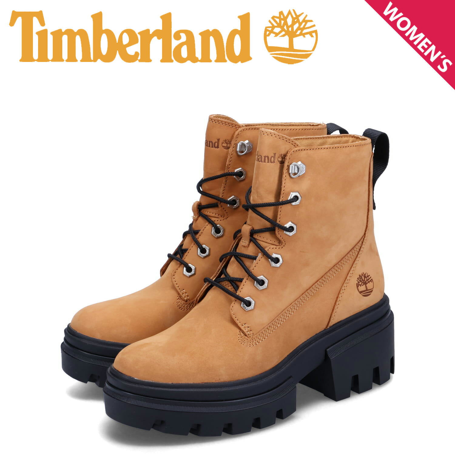 Timberland EVERLEIGH 6 INCH LACE UP BOOT ティンバーランド ブーツ エヴァーリー シックス インチ レースアップ レディース 厚底 ベージュ A41QK