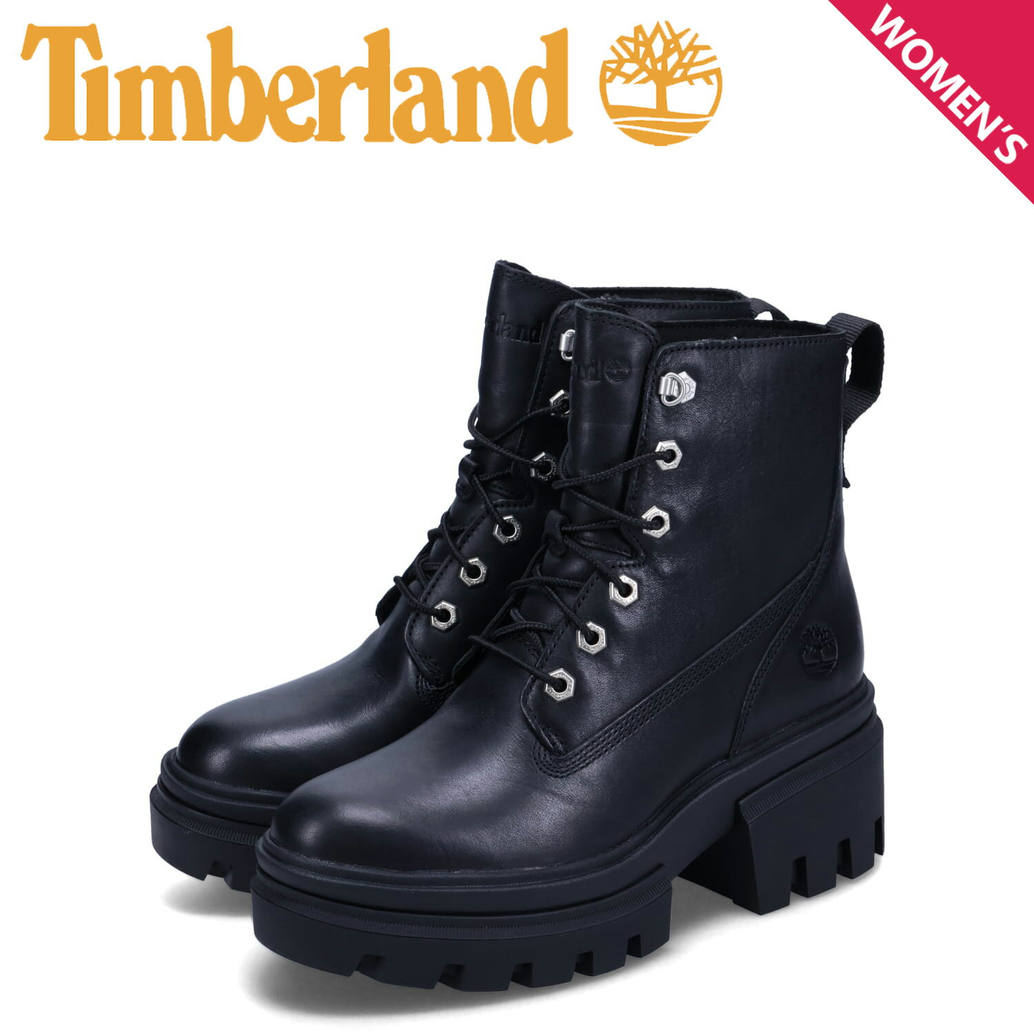 ティンバーランド Timberland EVERLEIGH 6 INCH LACE UP BOOT ティンバーランド ブーツ エヴァーリー シックス インチ レースアップ レディース 厚底 ブラック 黒 A41S7