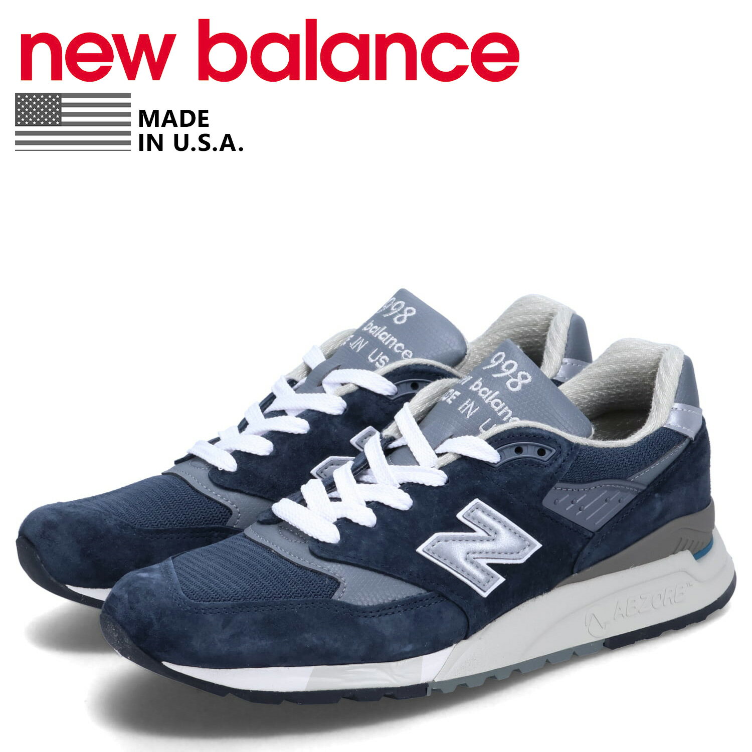 new balance ニューバランス 998 スニーカー メンズ Dワイズ MADE IN USA ネイビー U998NV