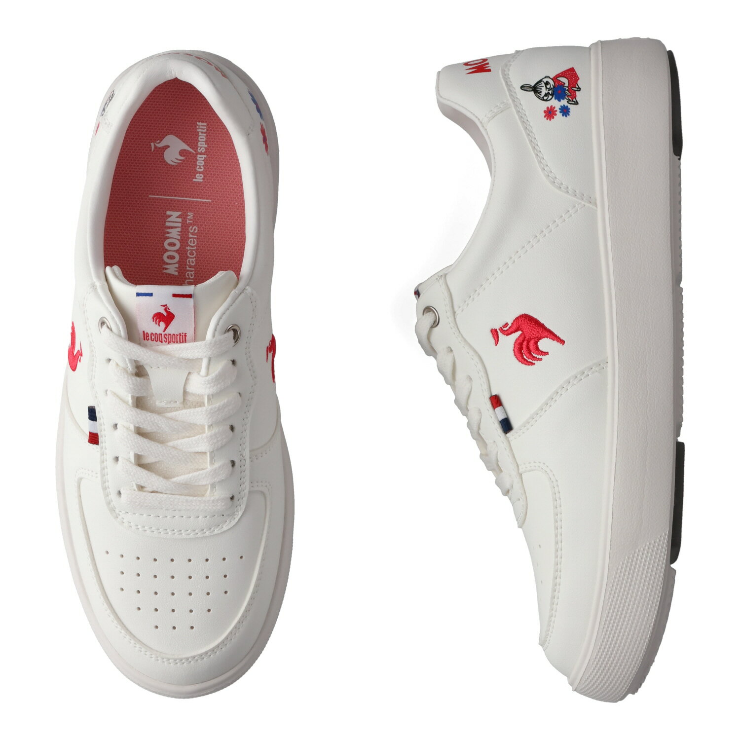 le coq sportif スニーカー LCS NIMES MM ルコック スポルティフ スニーカー LCS ニーム MM レディース 軽量 ムーミン コラボ ホワイト レッド 白 LU6SSN16LZ