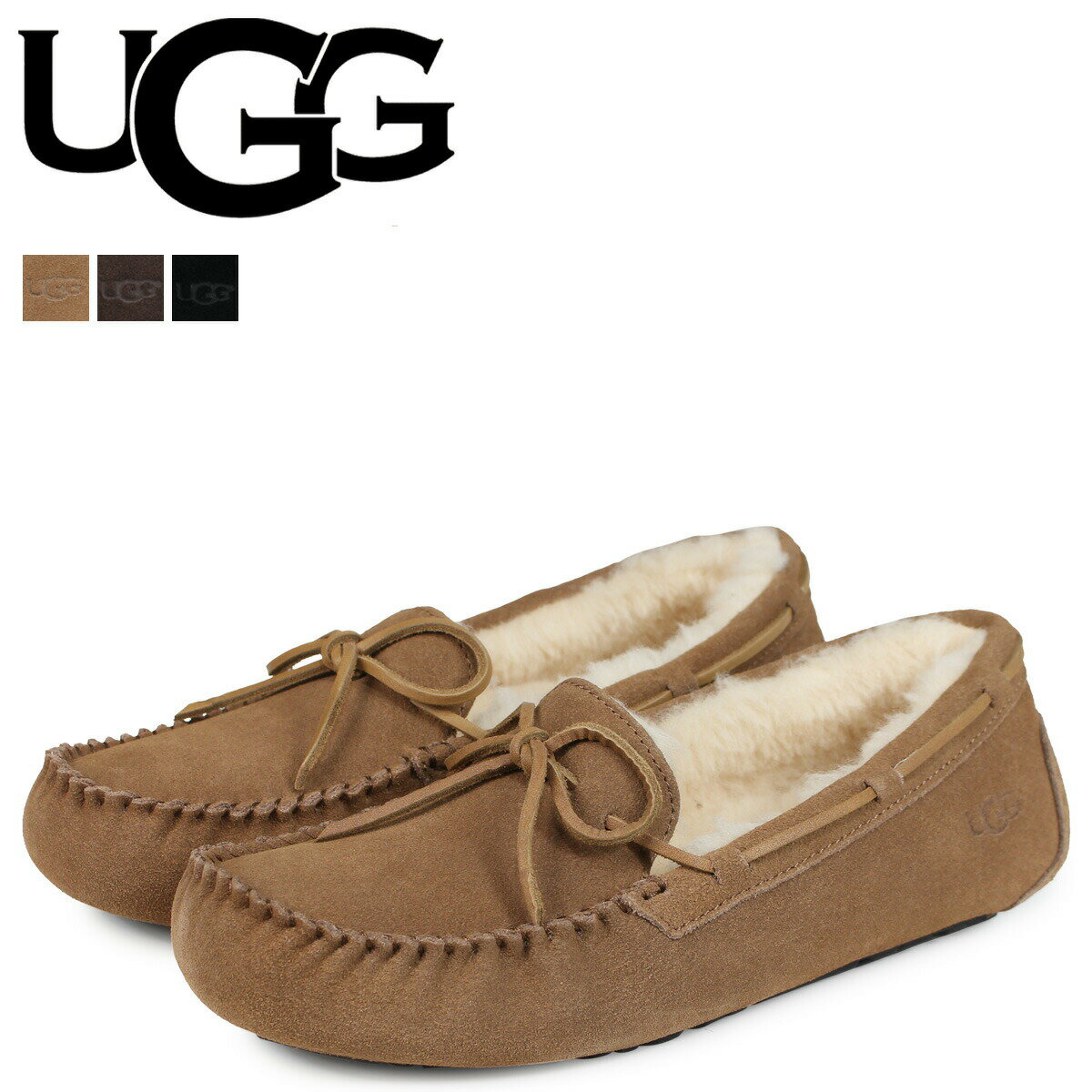 UGG MENS OLSEN アグ モカシン メンズ ムートン シューズ オルセン 1003390 ブラック ブラウン ベージュ