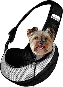 Knapsack Carrier - ペットスリング メッシュ ペット バッグ 犬 抱っこ紐 小型犬 猫 キャリーバッグ 斜めショルダーバッグ ポケット付き 通気性 調節可能 耐久性 飛び出し防止 長さ調節可能 猫 キャリー お出かけ抱っこ （ライトグレー、L）