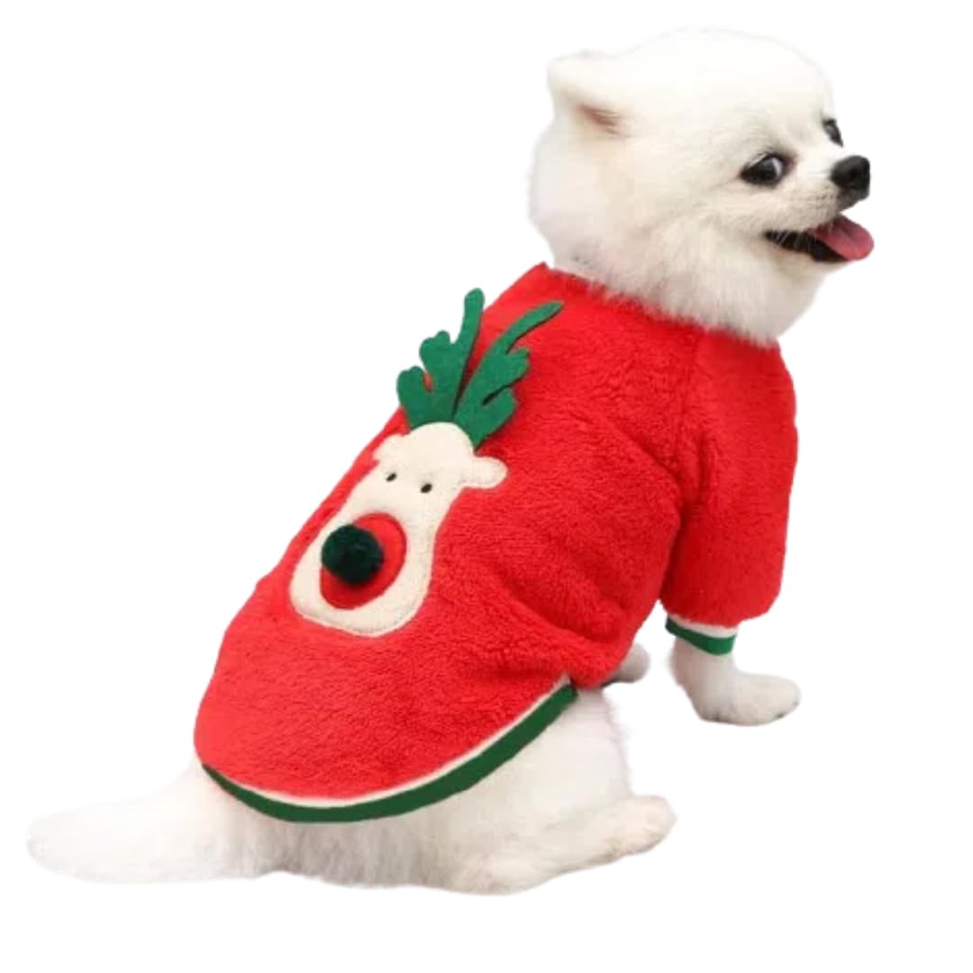 乐天商城 - 犬服 秋冬 ドッグウェア ニット セーター 可愛い 防寒 暖かい ペット用品 猫服 ユニセックス 小型犬 中型犬 インスタ映え 散歩 旅行 写真撮影 チワワ 犬 クリスマス 犬服 コスプレ （レッドA、 XL）