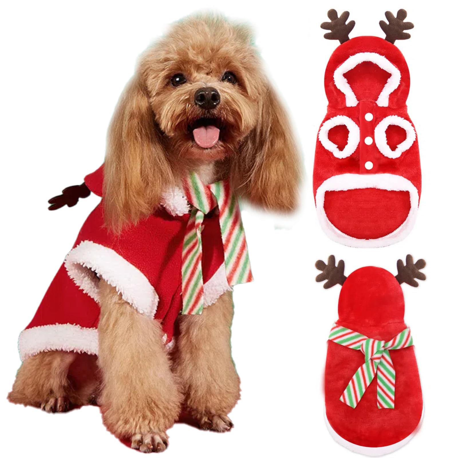 犬服 クリスマス ペット服とマフラーセット 犬 服 犬の服 サンタ コート サンタコス コスプレ サンタ服 洋服 ふわふわ フリース かわいい 小型犬 セール 秋 冬 防寒 暖かい クリスマス XXL