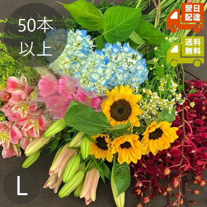 お花の福袋 Lサイズ（50本以上使用 加工なし）｜送料無料｜お花たっぷり季節の生花おまかせセット 切り花 花束 アレンジ用 ご自宅用 来客用 お供え お悔み