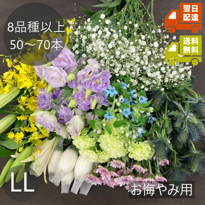 Rakuten - 【お悔み・お供え用】お花の福袋 LLサイズ（加工なし）8品種以上50～70本入り 送料込み ｜ 生花 切り花 仏花 法要 枕花 命日 四十九日