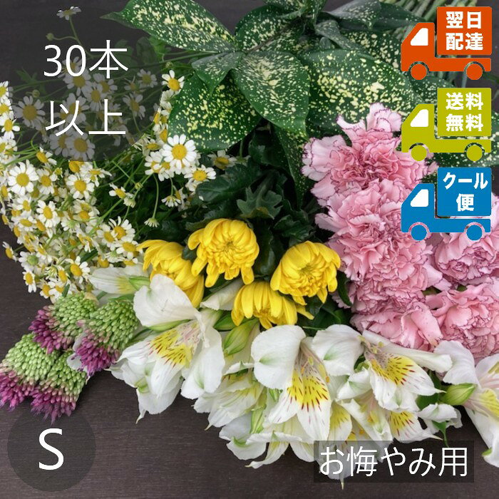 【お悔み・お供え用】お花の福袋 Sサイズ（30本以上使用・加工なし）｜送料無料｜ 生花 切り花 仏花 法要 枕花 命日 四十九日