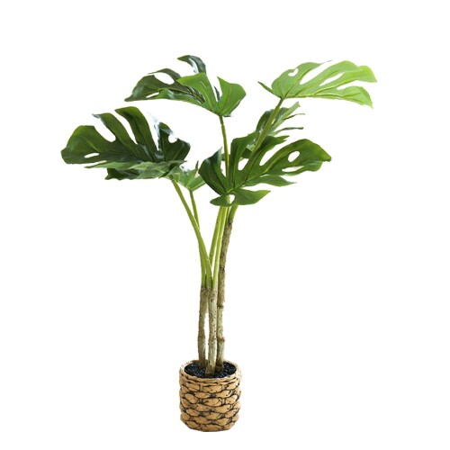 qinhome人工観葉植物 熱帯観葉樹 旅人木 光触媒 フェイクグリーン フェイク大型サイズ 高さ65CM 簡単世話いらず 陶器鉢 鉢は取り外し不可 インテリア 屋内 リビング オフィス 空気清浄 (モ