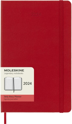 モレスキン 手帳 Moleskine 2024 Daily Planner, 12M, Large, Scarlet Red, Hard Cover (5 x 8.25)