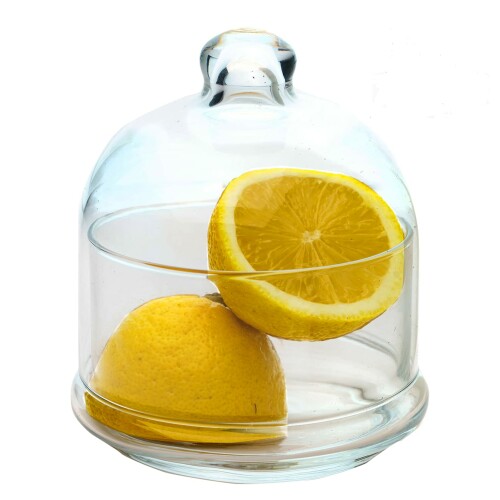 The Buybox Premium - Recipiente de cristal para aguacate, cebolla, tomate y lim?n, para guardar/salvador/contenedor/almacenamiento/baya/fruta/mantequilla/queso/c?tricos