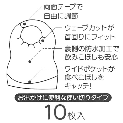 スケーター (skater) エプロン 使い捨て ベビーエプロン しまじろう ボーダー FBEP1-A