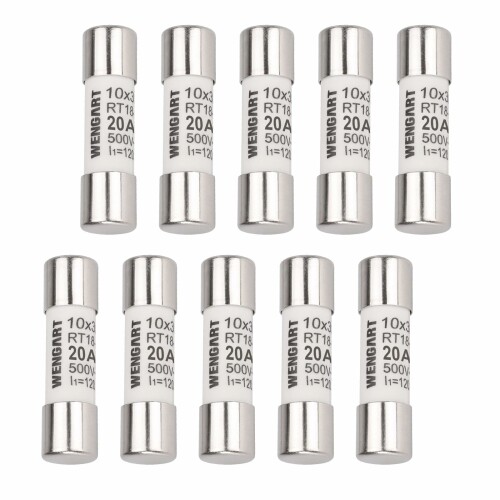 Wengart AC円筒ヒューズリンクRT18-32（RO15）、10個、10x38mm、AC500V 120kA、強力な遮断容量、回路を確実に保護できます (20A) このヒューズは高温セラミック材料で作られており、優れた機械的強度、高速ヒューズ応答、優れた耐熱衝撃性を備えており、さまざまな用途で電子回路を確実に保護します スペースを節約し、電力損失を最小限に抑えるように設計されたこのセラミックチューブヒューズは、抵抗が低く、導電性に優れているため、家電製品、電源、産業用制御機器に最適です この円筒形セラミックチューブヒューズは、安定した電流時間特性と高速保護機能を備えており、家庭用電化製品から自動車システムに至るまで、電子機器の安全で安定した動作を保証します このAC円筒ヒューズは円筒形設計を採用しており、サイズが小さく、取り付けが簡単で、さまざまな回路基板や機器に簡単に統合でき、スペースを節約し、組み立てプロセスを簡素化します このヒューズはさまざまな電流仕様を提供し、家電製品、電力設備、産業用制御などのさまざまなアプリケーションシナリオに適しており、顧客の多様なニーズを満たします RT18 (RO15) シリーズヒューズは、高温セラミック材料で作られた円筒形のセラミックチューブヒューズで、耐熱性、機械的強度、耐熱衝撃性に優れています。溶断速度が速く、遮断能力が強いため、短絡電流による回路の損傷を効果的に防ぐことができます。小型で取り付けが簡単で、回路スペースを節約できます。抵抗値が低く、導電性が優れているため、電力損失を減らすことができます。電流時間特性が安定しており、回路を確実に保護できます。回路の安全な動作を確保するための重要なコンポーネントの 1 つです。 仕様: 定格電圧:AC500V 定格電流:1A/2A/3A/4A/5A/6A/8A/10A/16A/20A/25A/32A 遮断容量:120kA 寸法:10×38mm 商品コード34081935068商品名Wengart AC円筒ヒューズリンクRT18-32（RO15）、10個、10x38mm、AC500V 120kA、強力な遮断容量、回路を確実に保護できます (20A)型番20Aサイズ20Aカラー白※他モールでも併売しているため、タイミングによって在庫切れの可能性がございます。その際は、別途ご連絡させていただきます。※他モールでも併売しているため、タイミングによって在庫切れの可能性がございます。その際は、別途ご連絡させていただきます。