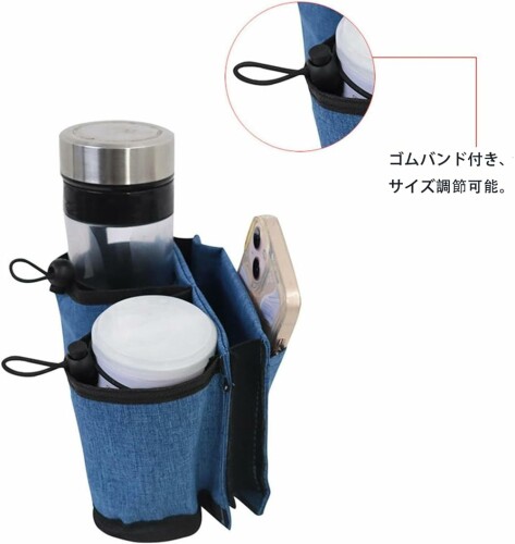 旅行用カップホルダースーツケース カップホルダー スーツケース用 ボトルホルダー サイズ調節可 荷物カ 水筒 2本収納可能 ホルダー 両手解放 出張 旅行 便利グッズ (シティシンプルス biggate-18472469 ビッグゲート サンプル画像3