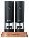 ラッセルホブス 電動ミル 充電式 ソルト&ペッパー 岩塩 胡椒 スパイス 粗さ調節可能 ミニ 2本セット ブラック 7942JP-BK