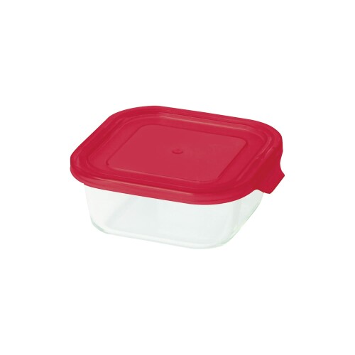 PYREX 保存容器 ストレージ 480ml スクエア 耐熱ガラス CP-8613 レッド