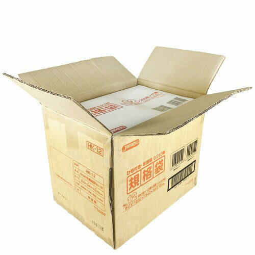 ジャパックス ひも付き HD規格袋 12号(半透明) 厚み0.010mm 200枚 x 10冊 x 6箱(12000枚) HK12 吊り下げて使えるポリ袋