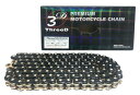 スリード(THREED) バイク用チェーン 525SPR ブラック/ゴールド 118L MLJ (カシメジョイント) NXリングシール