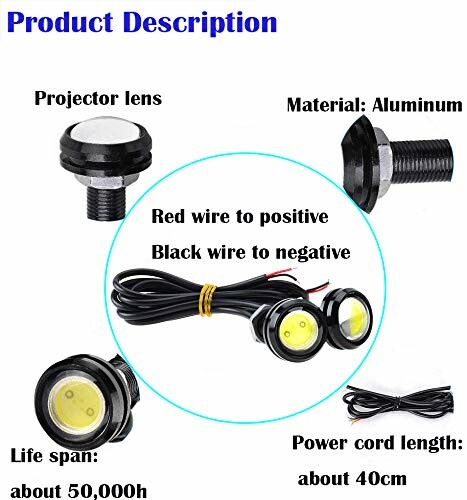 CTRICALVER ハイパワー 18mm9W イーグルアイ LED ライト 車バイク用 12V 防水デイ...