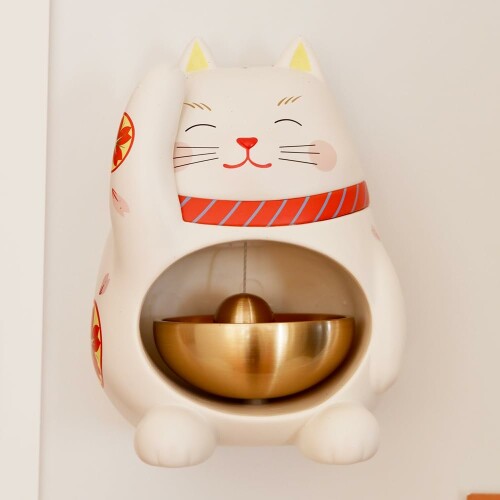 Dopamine Artsの招き猫は非電動、磁力吸着ドア鈴であり、小さくてかわいい猫を冷蔵庫に貼り付けることもできます。開業祝い、引越し祝い、癒し系のプレゼントに最適です (large) (Large)