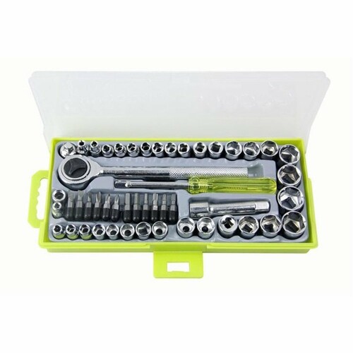 レンチ・スパナ・ビットセット 50点セット 差込角6.3(1/4インチ) 9.5mm (3/8インチ) 炭素鋼・鋼製品 長持ち 自動車修理工具 家庭に必ず備え物