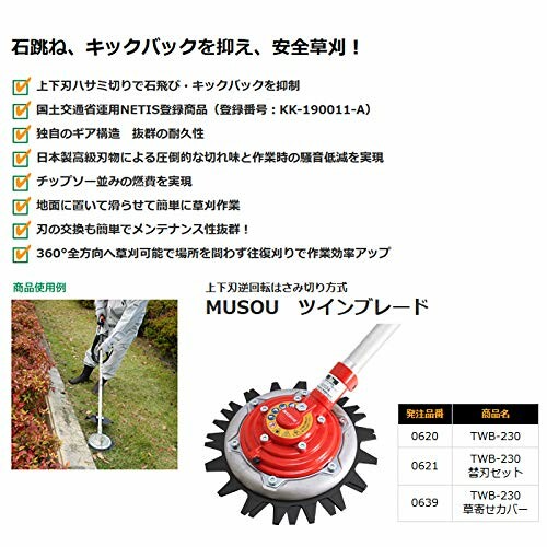 三陽金属 日本製 刈払機用 無双ツインブレード 替刃セット 上刃18P 下刃15P チップ...