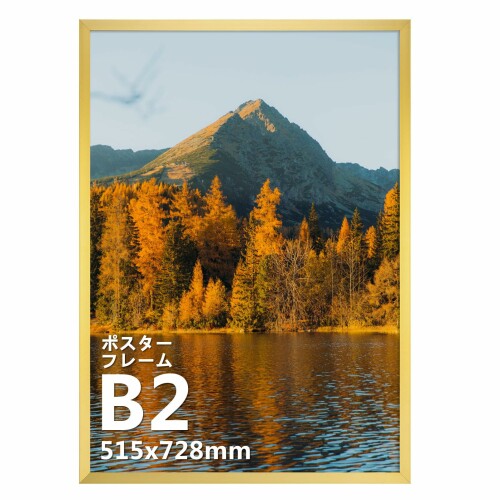 Vasemouh 額縁 B2 ポスター フレーム 515x728mm フィット サイズ 写真 絵画 油絵 飾り 壁掛け 額 ゴールド 1枚