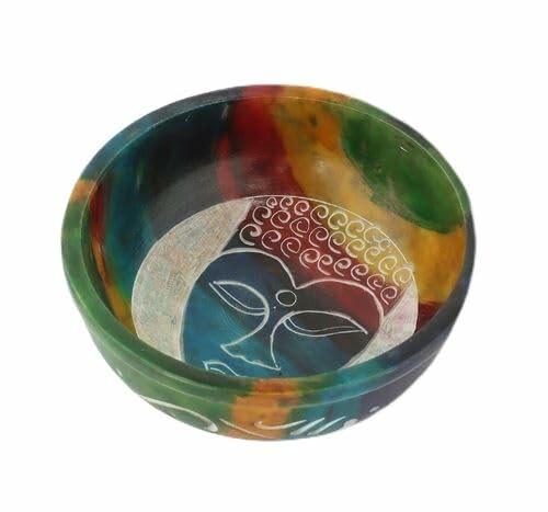 ソープストーン ラウンドトレイ インド 小物入れ ブッダ