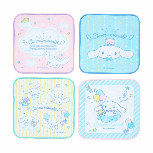 サンリオ(SANRIO) プチタオル4枚セット シナモロール 子供用 抗菌加工 名前スペース付き 249955